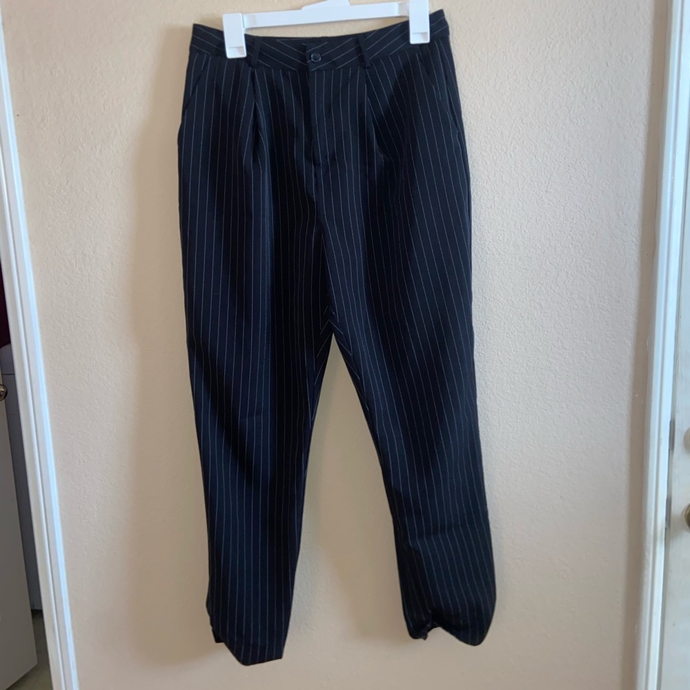 vintage striped trousers black dress slacks high waist glamour fashion y2k pants - Picture 11 of 11